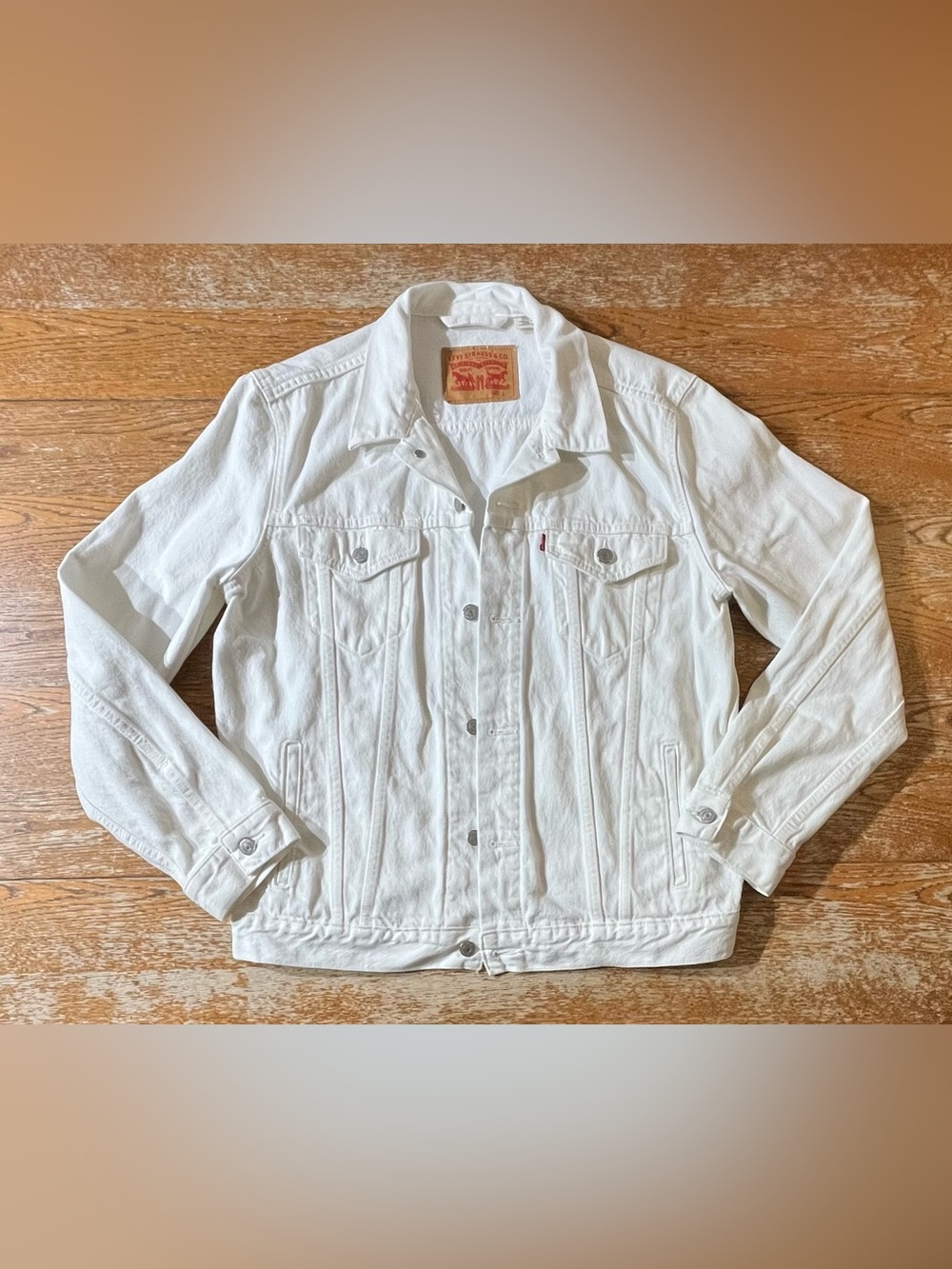 Levi's White Premium Denim Jean Trucker Jacket size large Mens